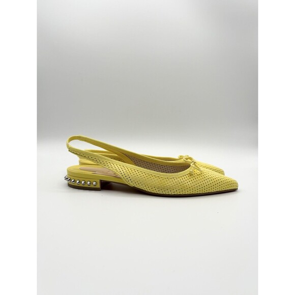 Christian Louboutin Yellow Hall Sling Spiked Slingback Flats Leather Sz EU 36 6 - Picture 3 of 11